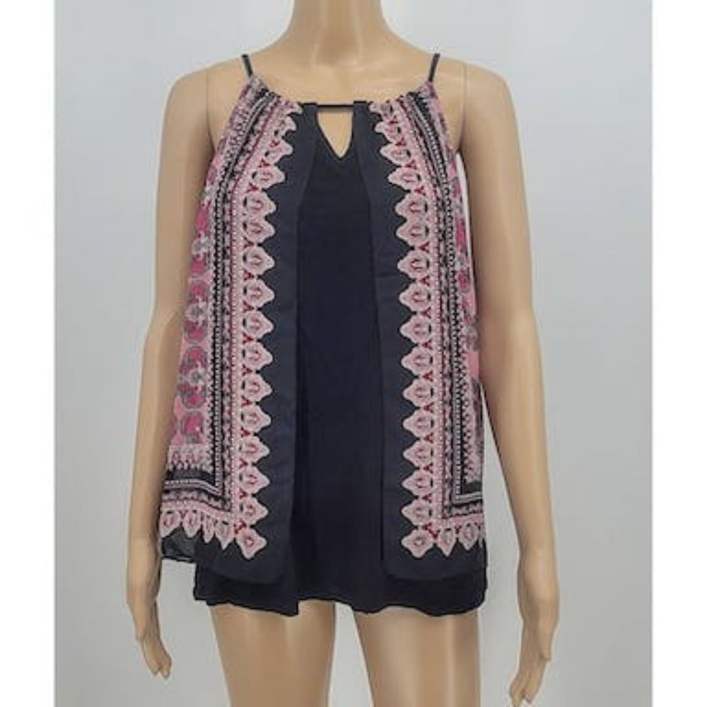 BCX Juniors Printed Halter Top, Size Large